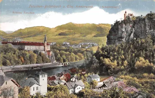 Tetschen-Bodenbach a. Elbe (Děčín) Schäferwand Schloss Postkarte AK 1911