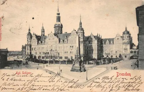 Königliches Schloss in Dresden Sachsen Postkarte AK 1900