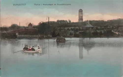 Burgstädt Partie i. Wettinhain m. Aussichtsturm Postkarte AK 1915