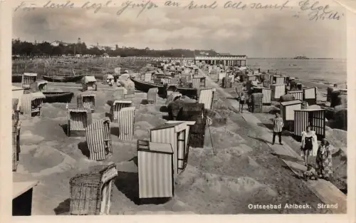 Ostseebad Ahlbeck Strand Postkarte 1928