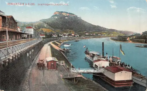 Königstein a. Elbe Dampfschifflandeplatz Postkarte