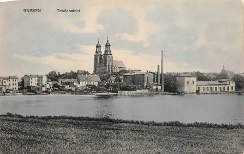 Totalansicht von Gnesen Posen AK 1921
