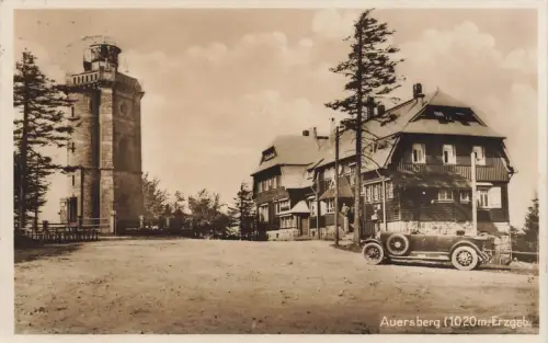 Unterkunftshaus auf dem Auersberg Erzgebirge Sachsen Postkarte AK 1931