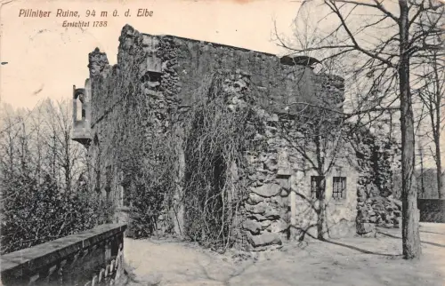Pillnitzer Ruine 94 m ü. d. Elbe Errichtet 1788 Postkarte AK 1912