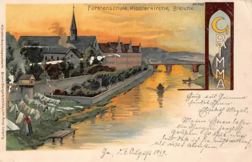 Fürstenschule und Klosterkirche in Grimma Sachsen Postkarte AK 1899