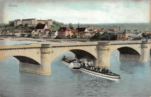 Stadtansicht von Pirna an der Elbe Sachsen Postkarte AK 1909