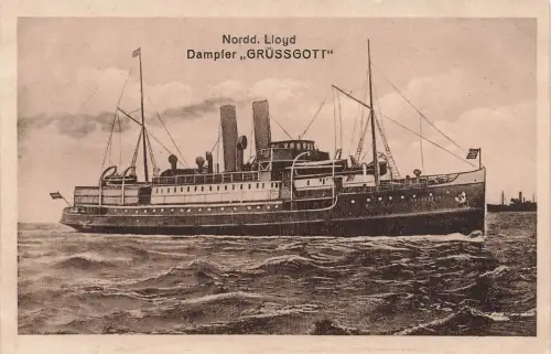 Dampfer Grüssgott Nordd. Lloyd Postkarte AK
