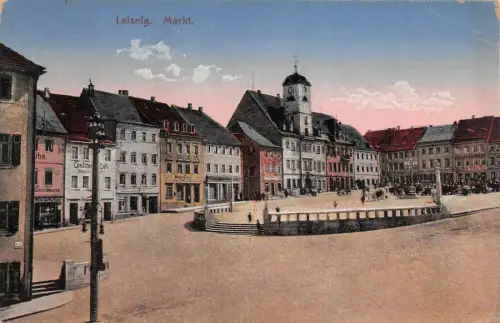 Markt in Leisnig Sachsen Postkarte