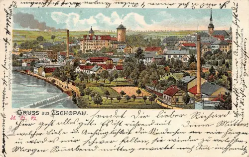 Gruss aus Zschopau Stadtansicht Sachsen Postkarte AK 1902
