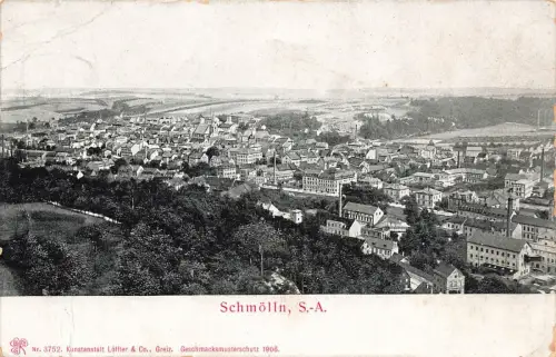 AK Schmölln Stadtansicht Sachsen-Anhalt 1909 gelaufen Postkarte