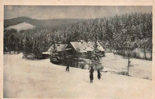Schrödermühle bei Freiberg im Winter Erzgebirge Sachsen Postkarte AK 1944