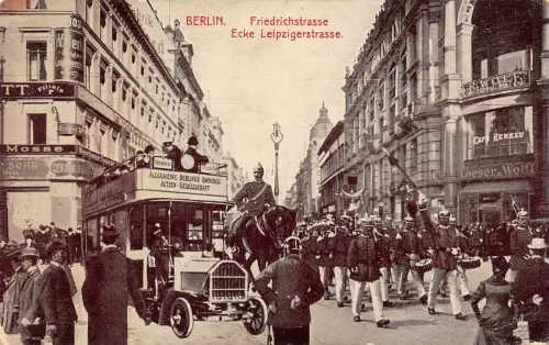 Friedrichstraße, Ecke Leipzigerstraße in Berlin Postkarte AK 1909
