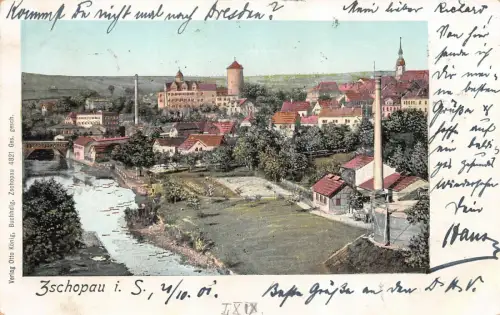 Stadtansicht Zschopau Sachsen Postkarte AK 1901