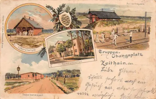 Truppen-Übungsplatz Zeithain Pulvermagazin Laboratorium Litho AK 1900