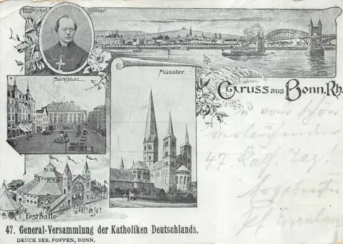 Bonn am Rhein Marktplatz Festhalle Münster AK 1900