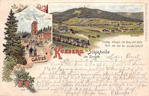 Gruss vom Kuhberg b. Schönheide im Erzgeb. Prinz Georg T Litho Postkarte AK 1901
