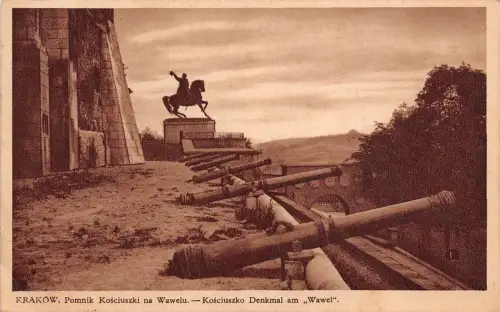 Krakow Kosciuszko Denkmal am "Wawel" Krakau Postkarte AK 1939