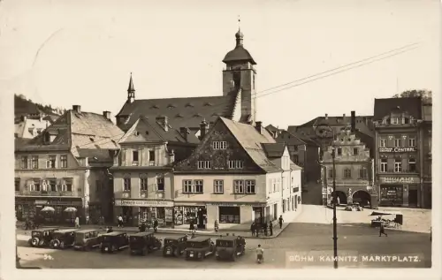 Böhm. Kamnitz (Česká Kamenice) Marktplatz Postkarte AK 1934