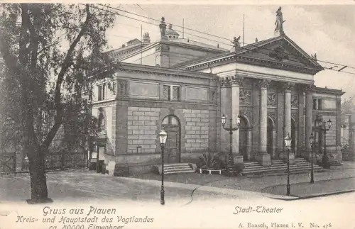 Gruss aus Plauen Stadt-Theater Kreis- und Hauptstadt des Vogtlandes AK