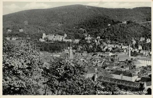 Heidelberg von der Bismarckhöhe Baden-Württemberg Postkarte AK