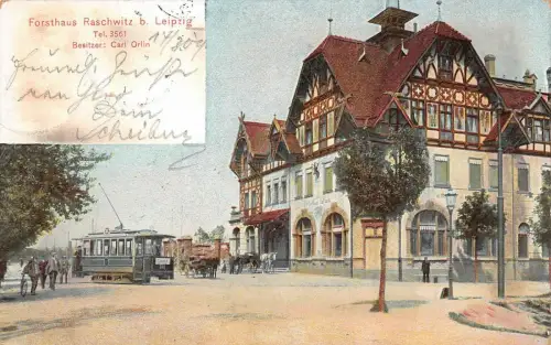 Forsthaus Raschwitz bei Leipzig Sachsen Postkarte AK 1909