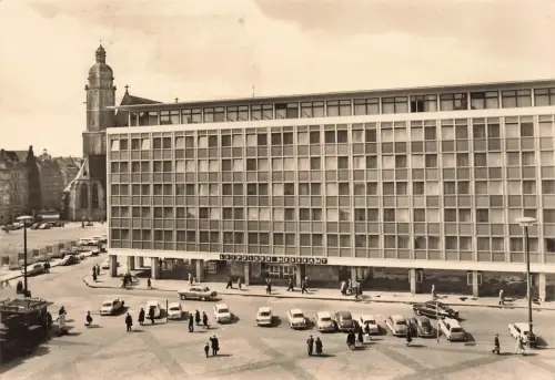 Messeamt und Thomaskirche in Leipzig Sachsen Postkarte AK 1958