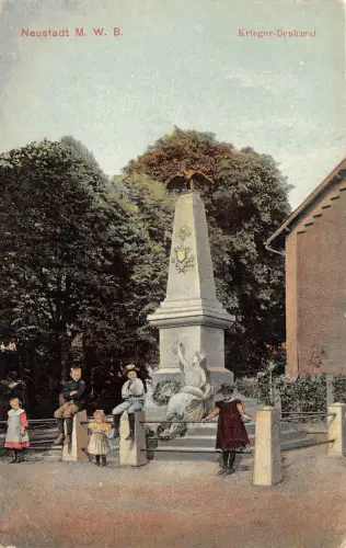 Neustadt Main Weser Bahn Kinder am Krieger Denkmal Postkarte 1909