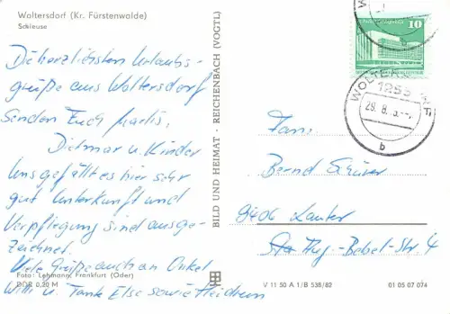 Schleuse in Woltersdorf bei Fürstenwalde Brandenburg Postkarte AK 1985