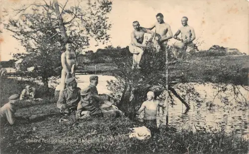 Unsere Feldgrauen beim Baden Patriotika Postkarte AK