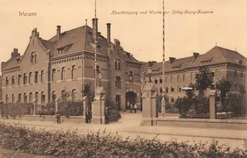 Haupteingang und Wache zur König-Georg-Kaserne Wurzen Sachsen Postkarte