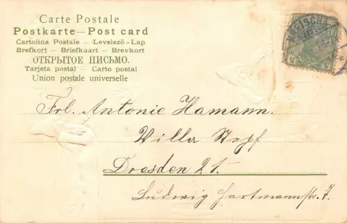 Zwerge mit Münzen viel Glück im Neujahr AK geprägt 1903