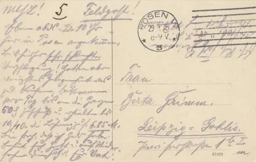 Posen St. Martinstraße und Schloß Strasse Postkarte 1915