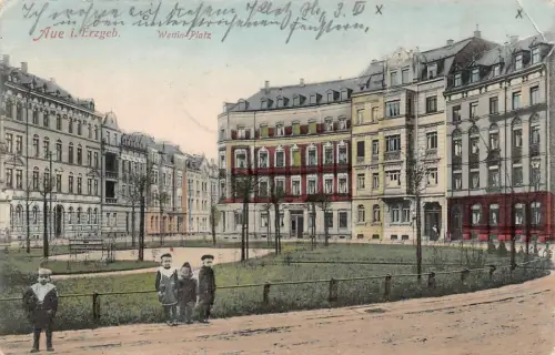 Wettin Platz in Aue Erzgebirge Sachsen Postkarte AK 1906