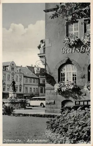 Am Ratskeller in Döbeln Sachsen Postkarte AK 1944