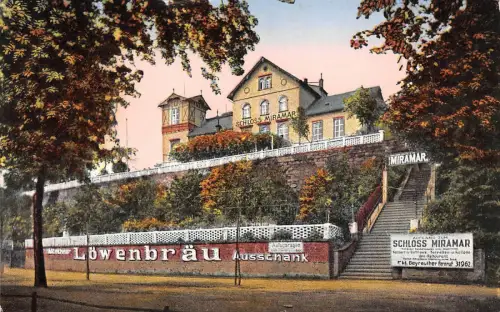 Chemnitz Sachsen Schloß MIRAMAR Restaurant Löwenbräu Postkarte