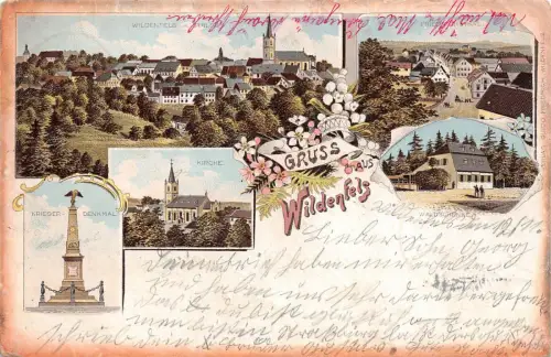 Gruss aus Wildenfels / Zwickau Waldschenke, Krieger Denkmal Postkarte 1903