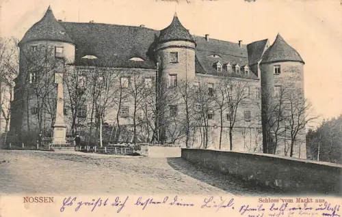 Nossen Schloss vom Markt aus Postkarte AK 1907