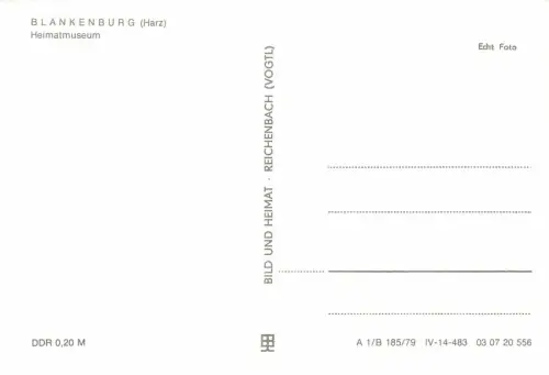 AK Blankenburg Harz Heimatmuseum Sachsen-Anhalt ungelaufen