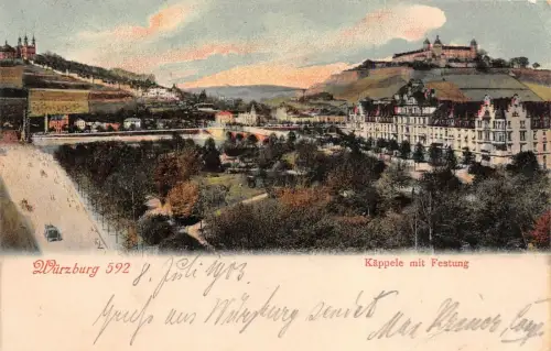 Würzburg 592 Käppele mit Festung Postkarte AK 1903