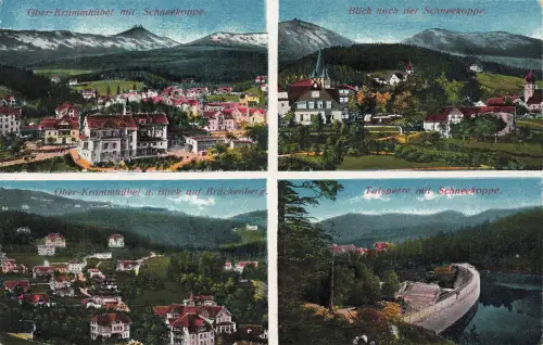 Panorama Schneekoppe Ober Krummhübel Riesengebirge Schlesien Postkarte AK