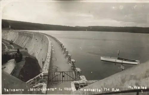 Talsperre Muldenberg Westseite Vogtland Sachsen Postkarte AK 1928