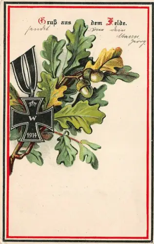 Gruß aus dem Felde mit EK2 Patriotika Postkarte AK 1915
