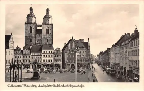 Lutherstadt Wittenberg Marktplatz Stadtkirche Collegienstraße Postkarte AK