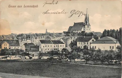 Gruss aus Lommatzsch Ansicht Kirche Postkarte AK 1910