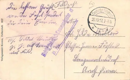 Allenstein (Ostpr.) Königl. Regierung Feldpostkarte AK 1917