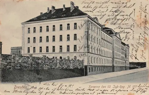 Dresden Kaserne des 12. Inf.-Reg. No 177 Postkarte 1904
