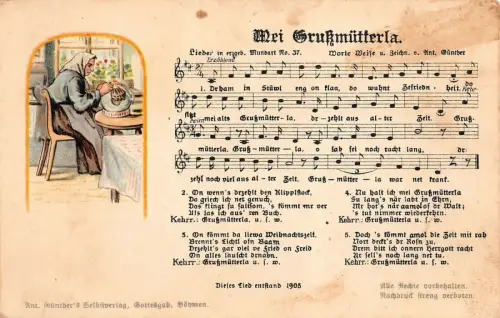 Mei Grußmütterla Lieder u. Ged. in erzgeb. Mundart. Nr. 37 Postkarte AK