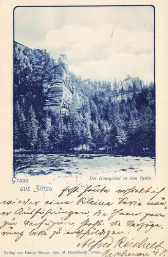 Gruss aus Zittau Der Hausgrund an dem Oybin Sachsen Postkarte AK 1899