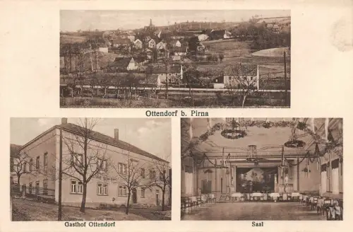 Ottendorf b. Pirna Gasthof Ottendorf Saal Postkarte AK