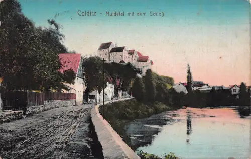 Colditz Muldetal mit dem Schloß Postkarte